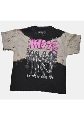 KISS Womens US-Tokyo '78 Tour Crop Cut Top Tie Dye Shirt New XS
